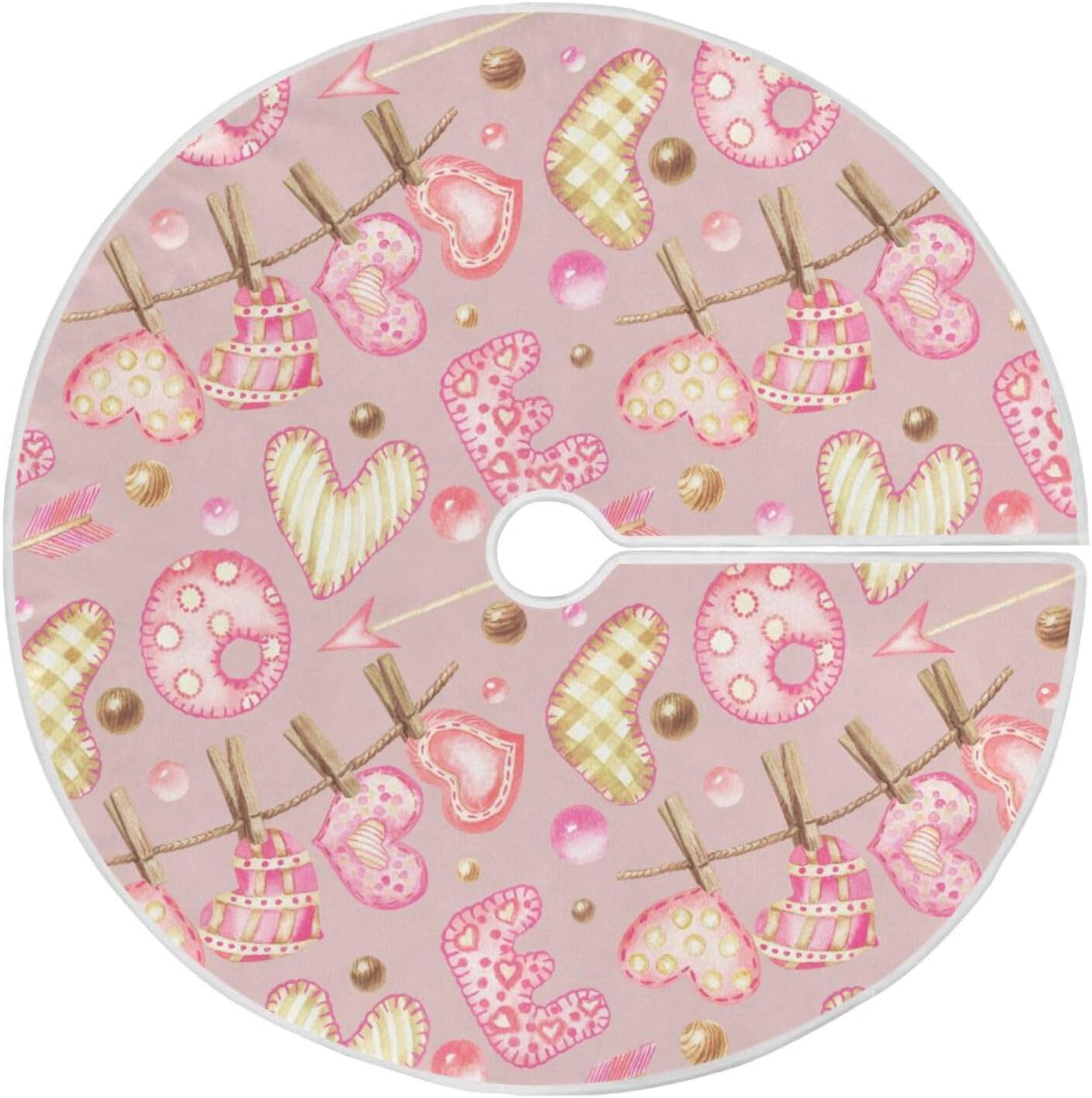 BESTKITTY Valentine's Day Heart Christmas Tree Skirt, 48 Inches Large