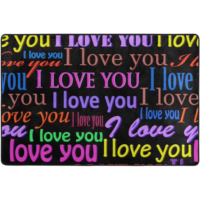 BESTKITTY Valentines Day Love You Colorful Monogrammed Doormats Area