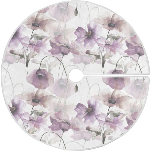 BESTKITTY Watercolor Flowers Christmas Tree Skirt, 48 Inches Large Tree