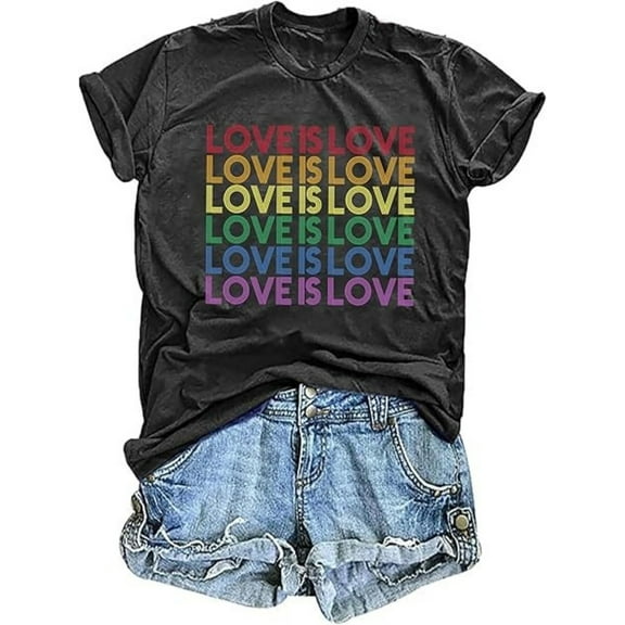BESTLUCKY Casual Short Sleeve Tops - Women's Pride Shirts with Rainbow Heart Graphic Tee for LGBT Gay Pride