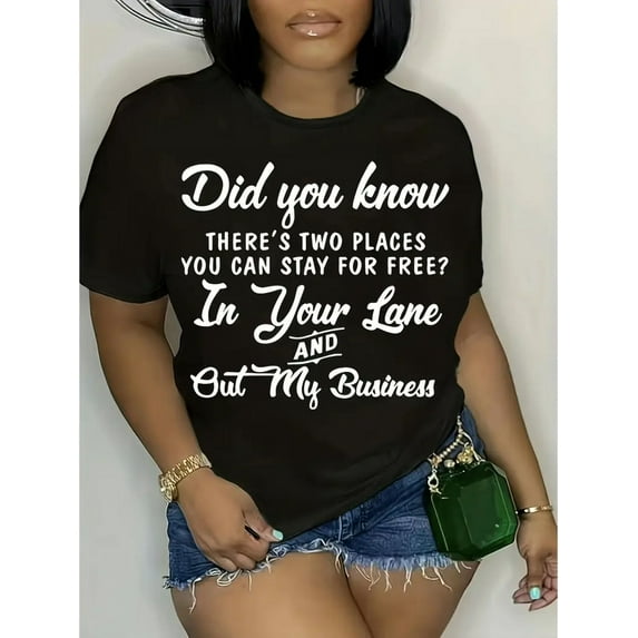 BESTLUCKY Fun "Did You Know" Print Crew Neck Short-sleeved Top - Women'S Casual T-shirt