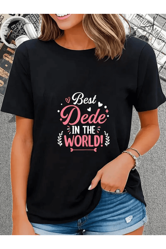 Granny Mother's Day Shirt The world's best Mom Dede T-shirt Crewneck short sleeve T-shirt Men's and women's graphic T-shirt, stylish and casual