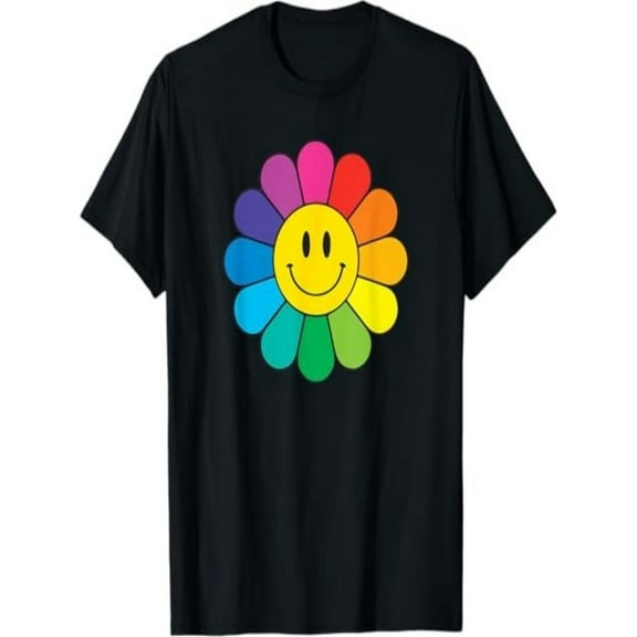 BESTLUCKY Happy Retro Rainbow Flower T-Shirt