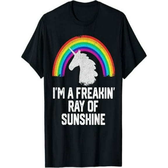 BESTLUCKY I'm A Freakin Ray Of Sunshine RAINBOW UNICORN Girls Women T-Shirt