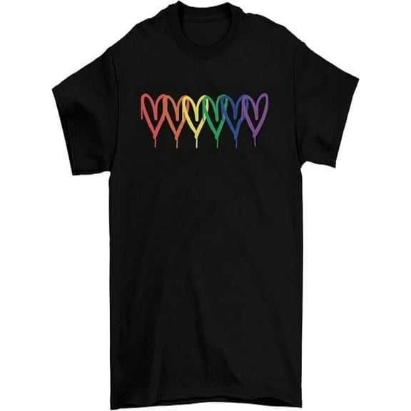BESTLUCKY Pride T - Shirt, Short Sleeve, Unisex Fit, and Adorned with a Rainbow Heart Design Alongside Inclusivity Messages
