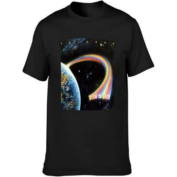 BESTLUCKY Rainbow Down to Earth Ritchie Blackmore Unisex 100% Cotton Short-Sleeve T-Shirts Black