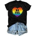 thumbnail image 1 of BESTLUCKY Rainbow Shirt Women Pride Shirt Rainbow Graphic Tees Shirts Letter Print Casual Short Sleeve Tops, 1 of 5