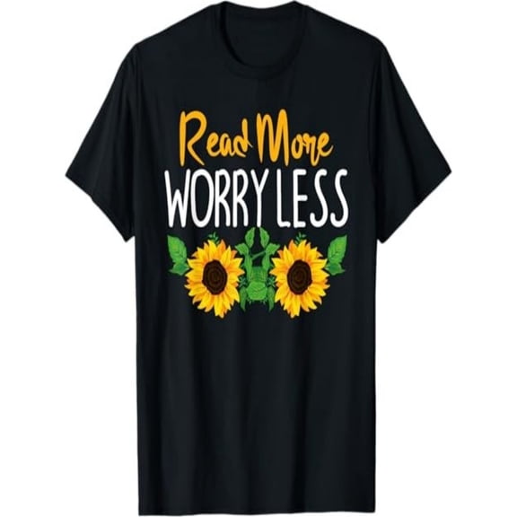 BESTLUCKY Read More Worry Less Sunflower Teacher T-Shirt