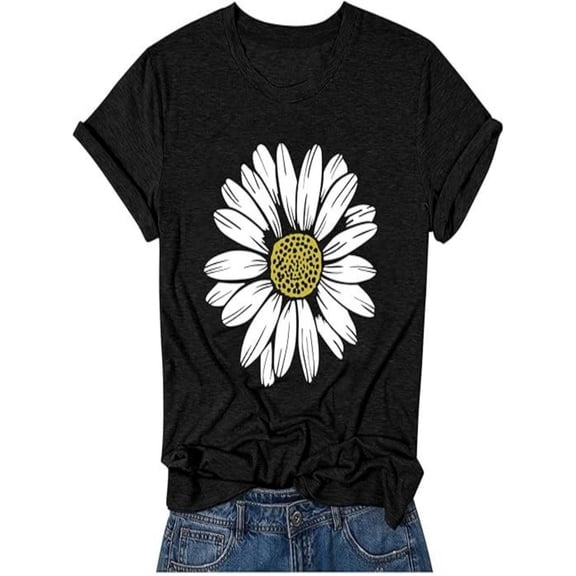 BESTLUCKY Vintage - Essence Women's Sunflower Loose Tees: Ideal for Trendy Summer Wear