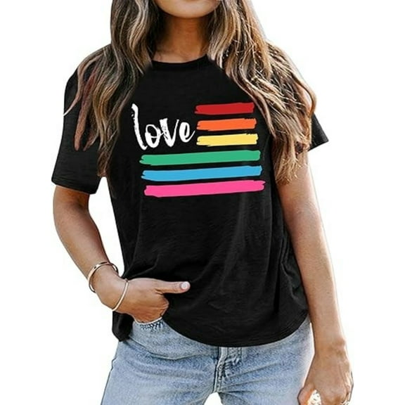 BESTLUCKY Women's Rainbows Heart Graphic Tees Pride Shirts - Casual Short Sleeve, Perfect for LGBT Events