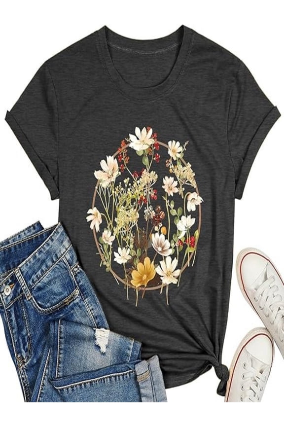 Women's Trendy Tops: Loose Fit with Splendid Vintage Sunflower Graphics