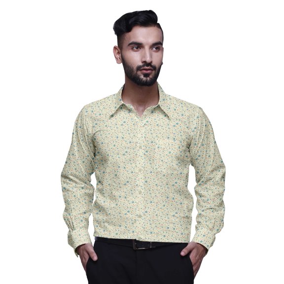 BESTMAN Cotton Formal Shirts For Men Slim Fit Printed Full Sleeve Shirts For Men