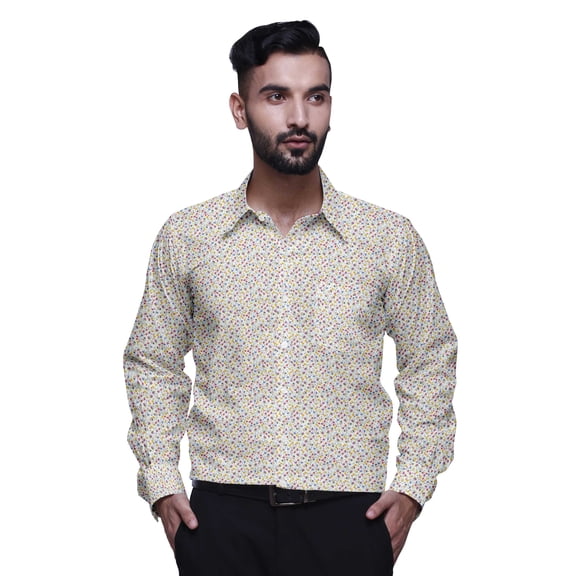 BESTMAN Long Sleeve Formal Shirt For Men Printed Button Down Cotton Men Shirts