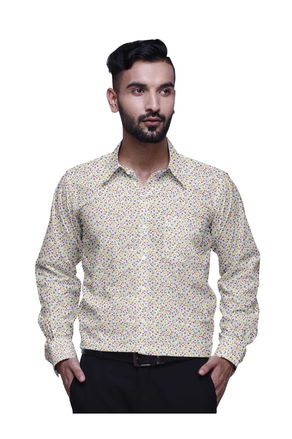 Long Sleeve Formal Shirt For Men Printed Button Down Cotton Men Shirts