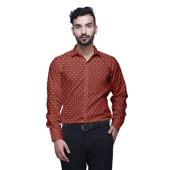 BESTMAN Printed Cotton Shirts For Men Long Sleeve Formal Shirt For Boy