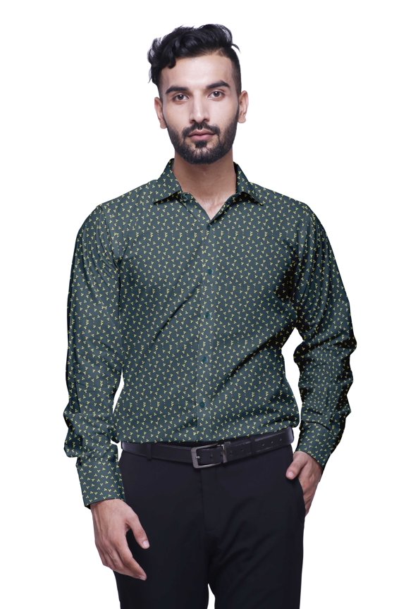 Printed Cotton Shirts For Men Long Sleeve Formal Shirt For Boy
