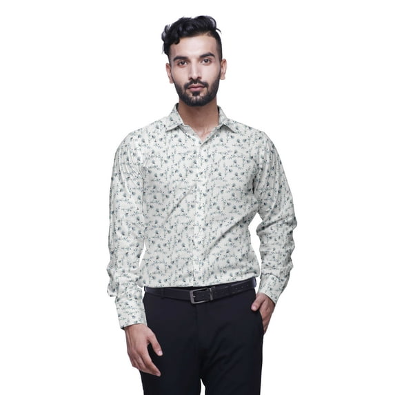 BESTMAN Printed Formal Shirts For Men Spread Collar Cotton Shirt