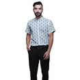 thumbnail image 1 of BESTMAN Printed Mens Short Sleeve Button Down Slim Fit Cotton Casual Shirt, 1 of 1