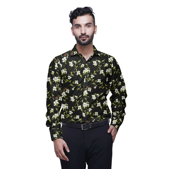 BESTMAN Printed Mens Shirts Long Sleeve Button Down Cotton Casual Shirt