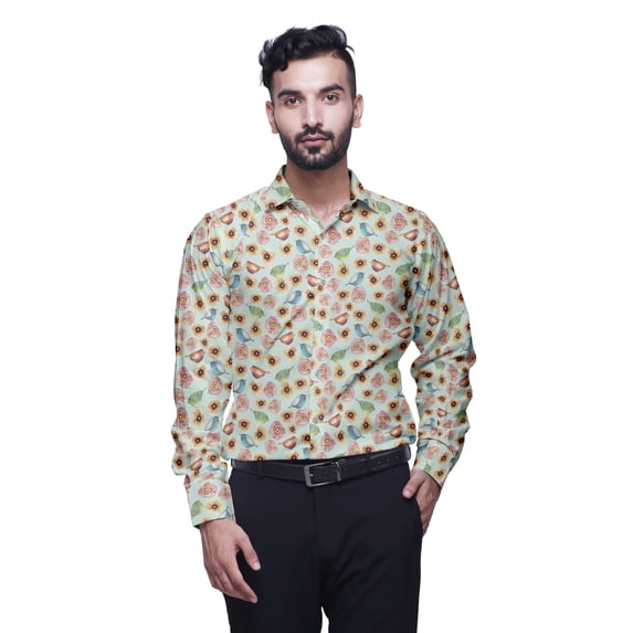 BESTMAN Printed Men Shirts Long Sleeve Printed Button Down Cotton Shirt