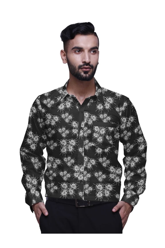 Printed Shirts For Men Long Sleeve Button Down Casual Cotton Dress Shirt