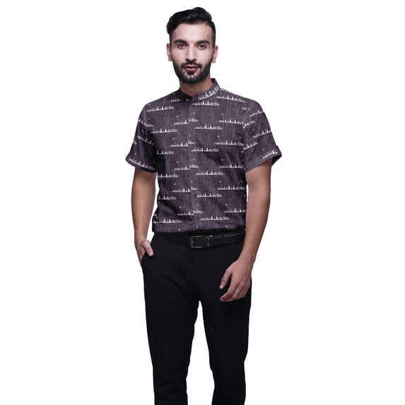 BESTMAN Slim Fit Shirts For Men Button Down Short Sleeve Printed Shirts For Boys