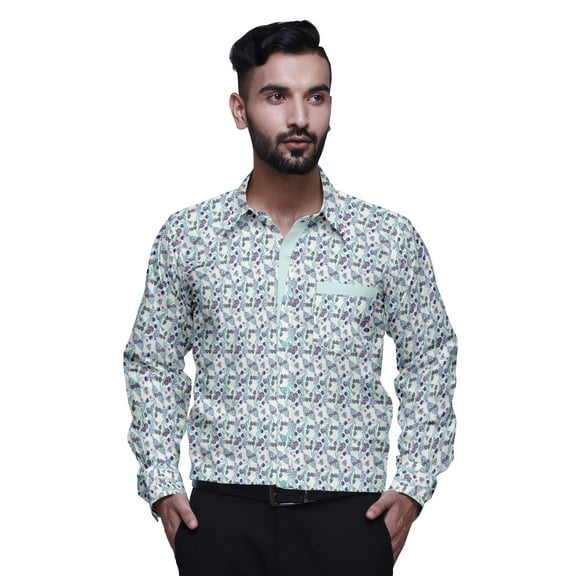 BESTMAN Slim Fit Shirts For Men Button Down Long Sleeve Printed Shirts For Boys