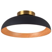 BESTOMINE Flush Mount Ceiling Light,12.5 inch LED Ceiling Light Fixture,2700K-6000K/20W, Matte Black with Wood Accent