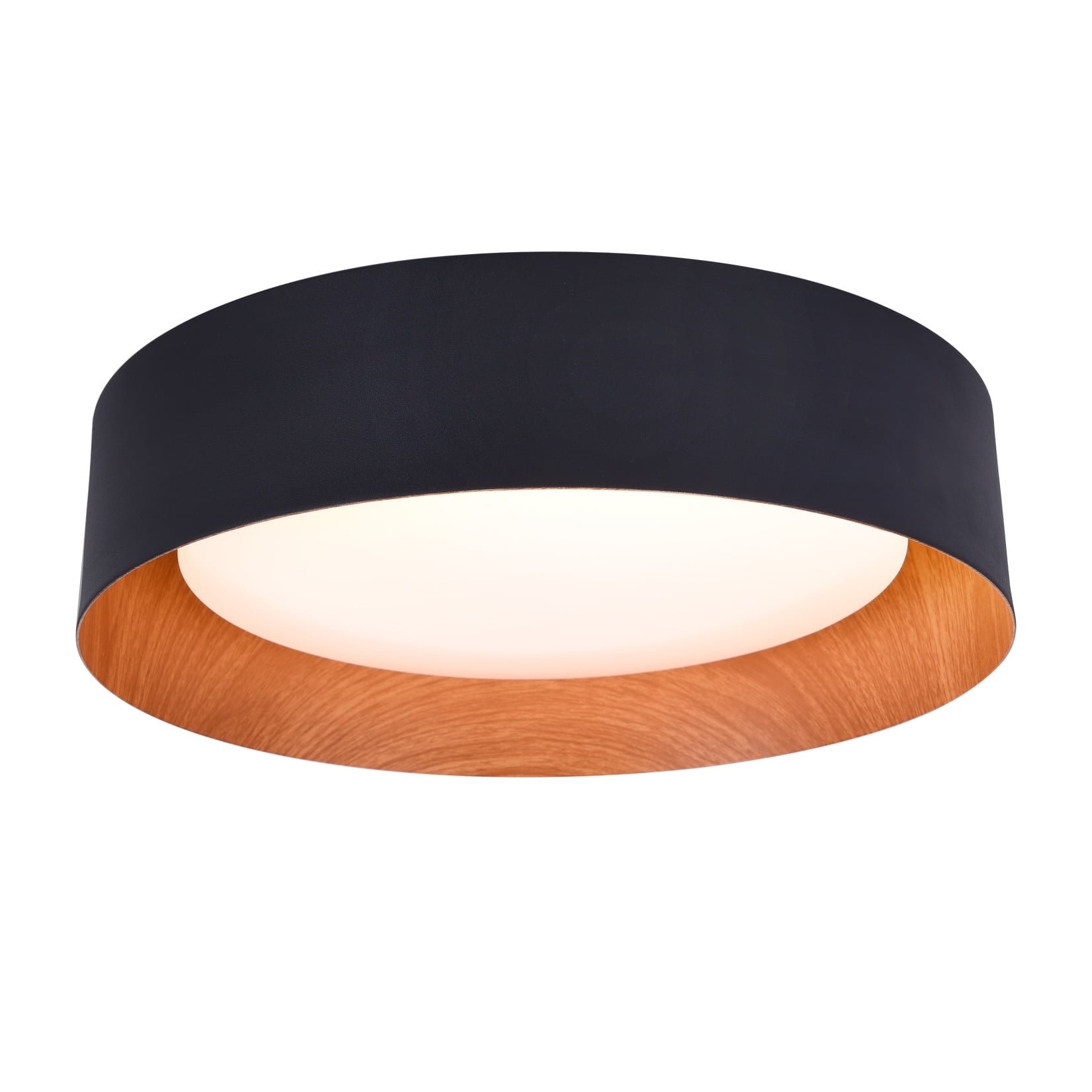 BESTOMINE Flush Mount Ceiling Light,13 inch Ceiling Light Fixtures,Matte Black with Wood Accent,3000K/Warm White/18W(100w Equiv.),Dimmable LED Lighting Fixtures Ceiling for Kitchen,Outdoor