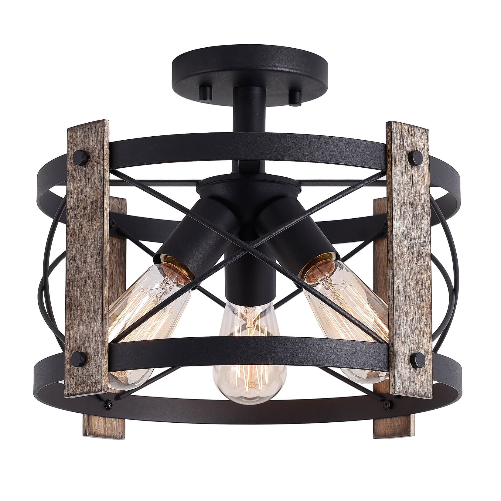 BESTOMINE Flush Mount Ceiling Light Fixture,3-Light Rustic Farmhouse Light Fixtures for Living Room,Kitchen,Bedroom,Foyer,Hallway