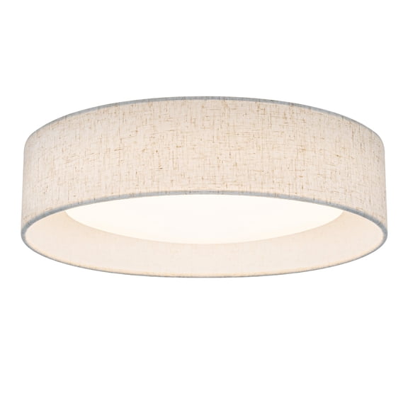 BESTOMINE Linen Flush Mount Ceiling Light, 12.5" Dimmable LED Fabric Drum Light Fixture, 24W 5CCT Adjustable Color Temperature, Low Profile Ceiling Lamp for Bedroom, Living Room, Hallway