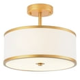 thumbnail image 1 of BESTOMINE Semi Flush Mount Ceiling Light,12.5 Inch Drum Ceiling Light,Antique Brass Finish Flush Mount Light Fixture with Fabric Shade,Modern Close to Ceiling Light Fixtures for Bedroom,Living Room, 1 of 6