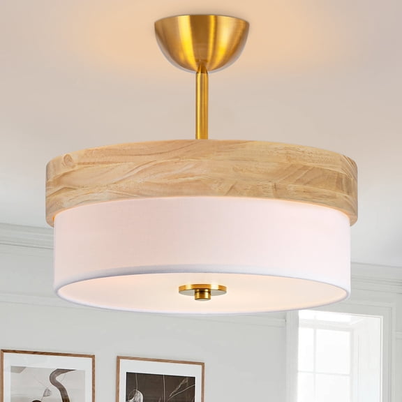 BESTOMINE Semi Flush Mount Ceiling Light,13 inch Modern Ceiling Light Fixture,3-Light Drum Light Fixture for Bedroom