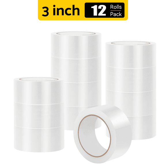 BESTONE Packing Tape Clear, 110 Yds x 3" x 2 Mil Heavy Duty Shipping Moving Packaging Tape, 12 Rolls
