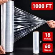 Stretch Wrap, 18" x 1000 Ft, 60 Ga, 7 Layer Clear Plastic Wrap, Heavy Duty Shrink Film for Moving, Palletizing, Packing, Furniture Protection, 1 Roll