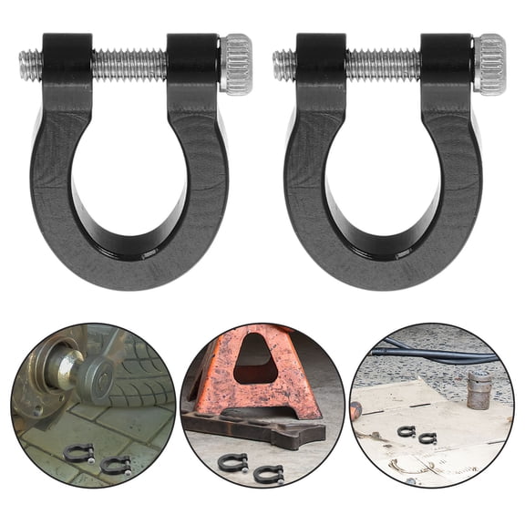 BESTONZON 1Pair Black Detachable D Shaped Tow Hook Easy Installation Sturdy Vehicle Recovery Tow Shackle