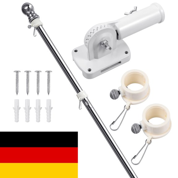 BESTONZON Plated Silver Alloy Flagpole Set with Rotating Bracket for Outdoor Use