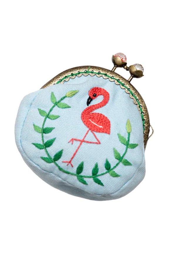 Cute Small Coin Purse Round Multi DIY Embroidery Tools Kit with Accessories for Girls