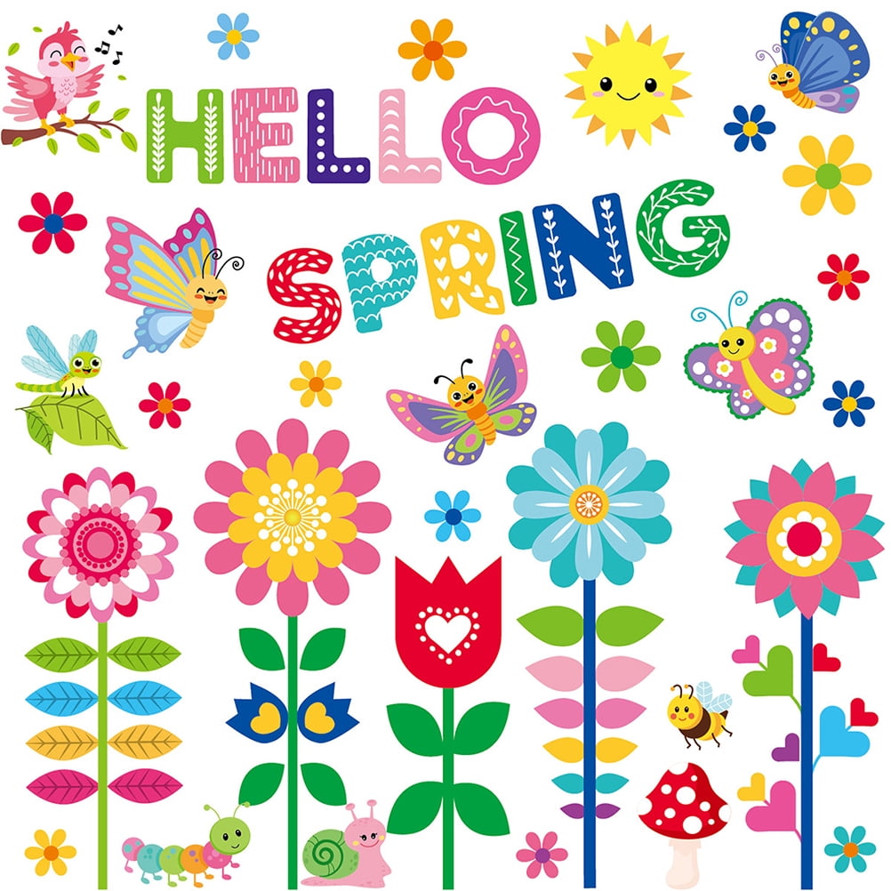 BESTONZON Decorative Art Spring Window Stickers, Kids Room Removable ...