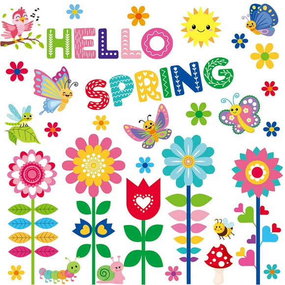 BESTONZON 1 Set Spring Static Window Stickers Spring Window Decor Spring Window Static Window Clings