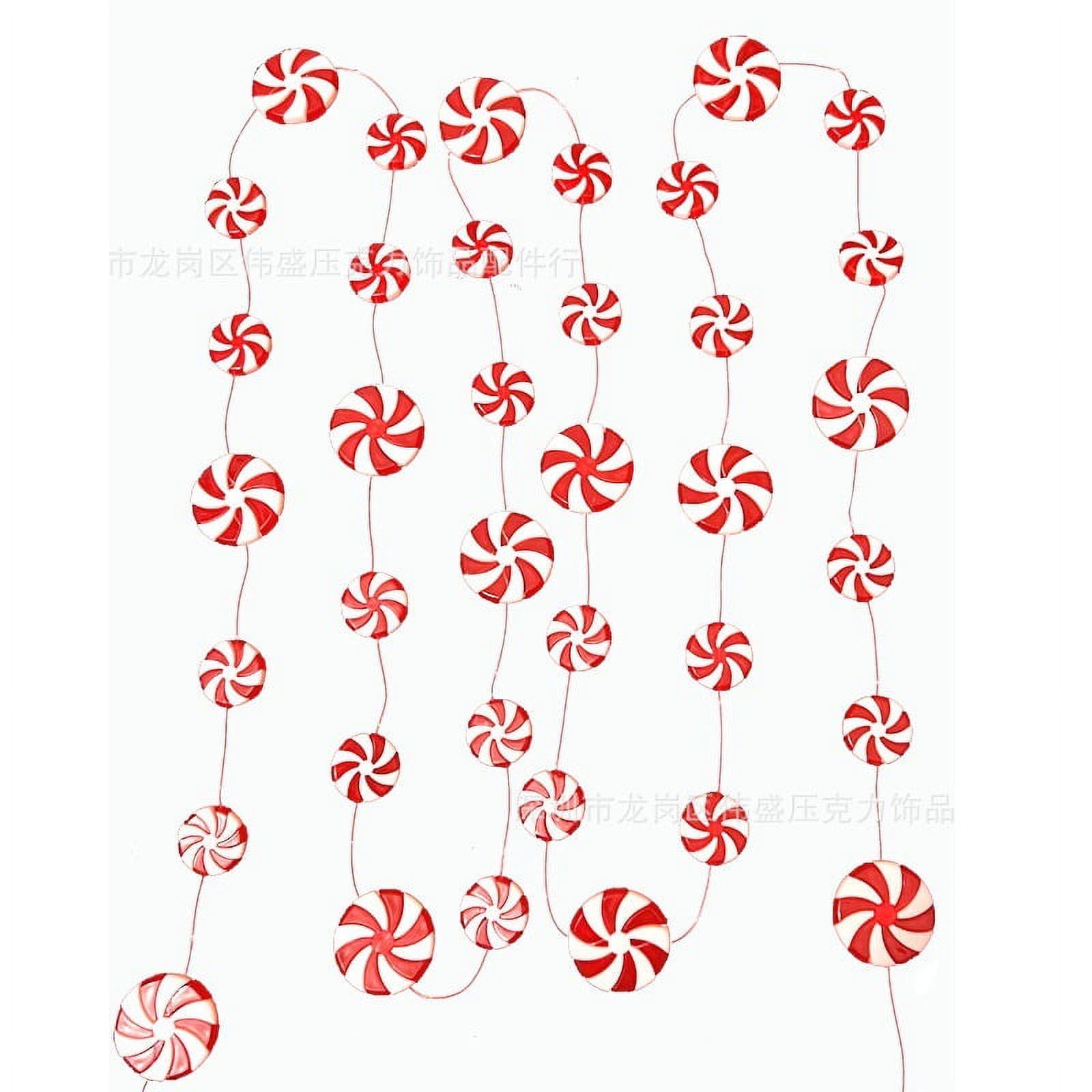 8 Feet Christmas Tree Candy Beads Garland Plastic Red and White