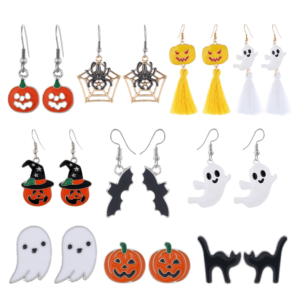 BESTONZON 10 Pairs Creative Halloween Themed Earrings Halloween Style ...