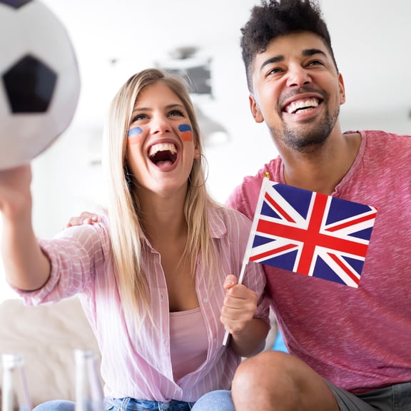 BESTONZON 100Pcs Union Jack Hand Waving Flag Portable Britain Flag for Celebrations