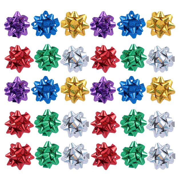 BESTONZON 100pcs Reflective Gift Pull Bows Self Adhesive Gift Wrap Bows