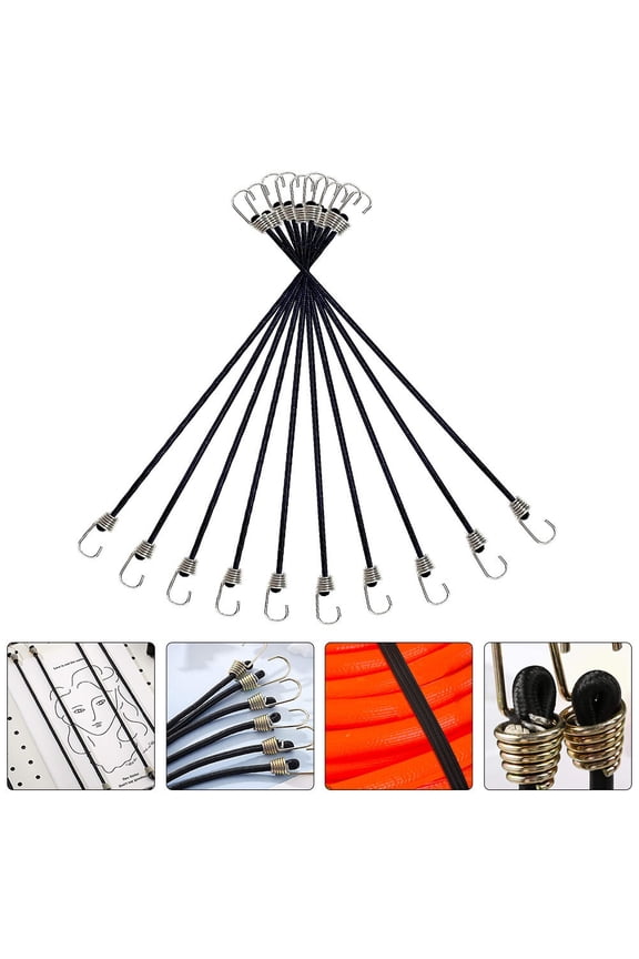 10Pcs Elastic Cargo Binding Belt Black Fastening Strap for Luggage Quick Release Tensioner
