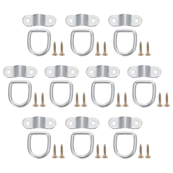 BESTONZON 10Pcs Truck Tow Hook Silver Durable Heavy Duty D-Shaped Pull Ring for Car