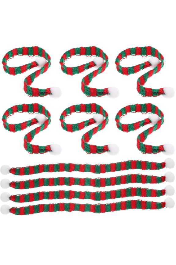 Red Knitted Neckerchief for Holiday Decor and Small Items 10Pcs