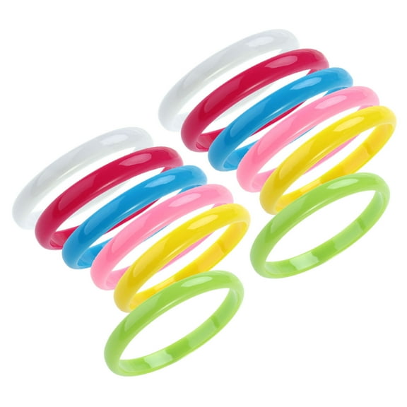 BESTONZON 12pcs/set Fashion Plastic Bangle Bracelets Random Color Bracelet for Women Children Decoration Use