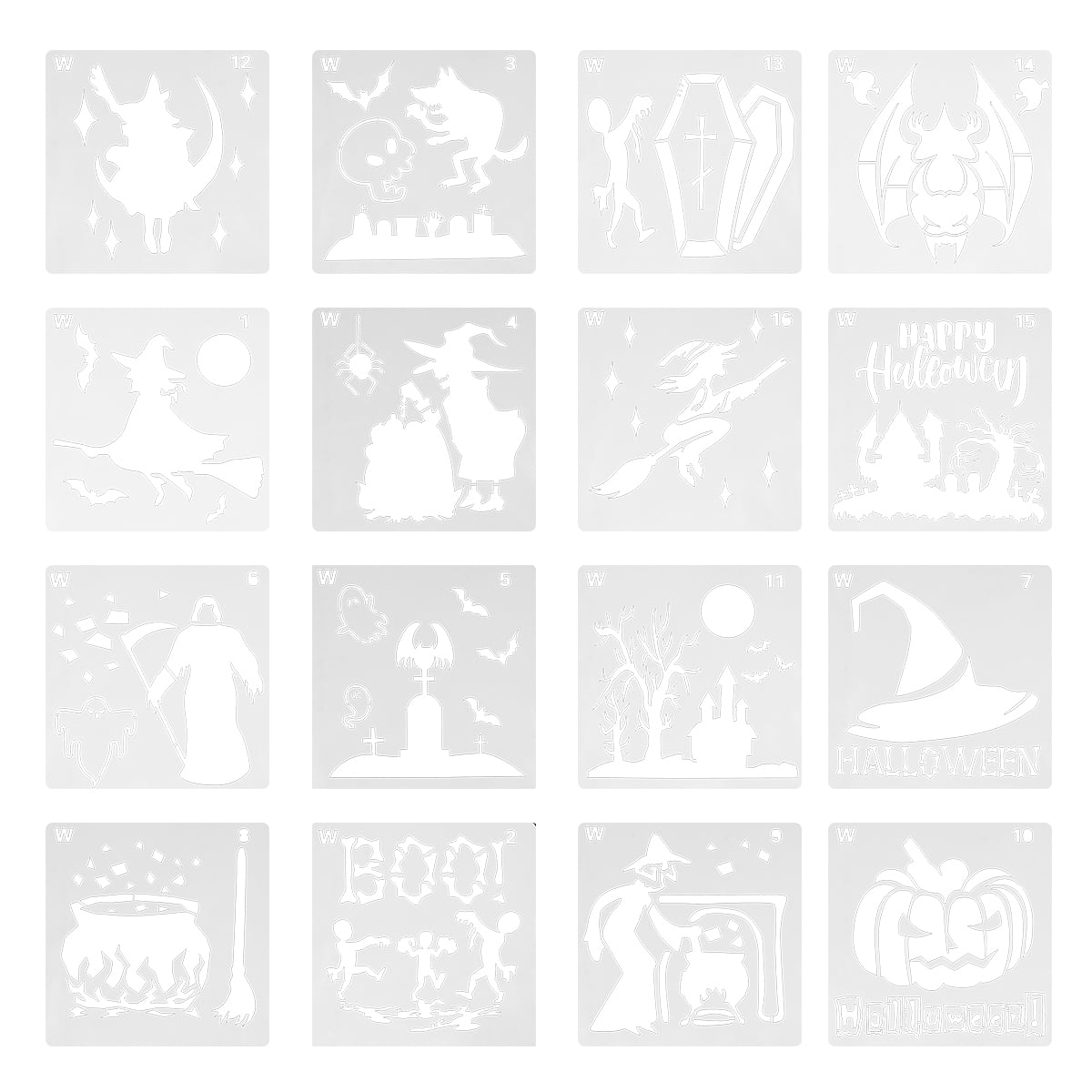 BESTONZON 16pcs Halloween Painting Template Drawing Template Hollow DIY ...