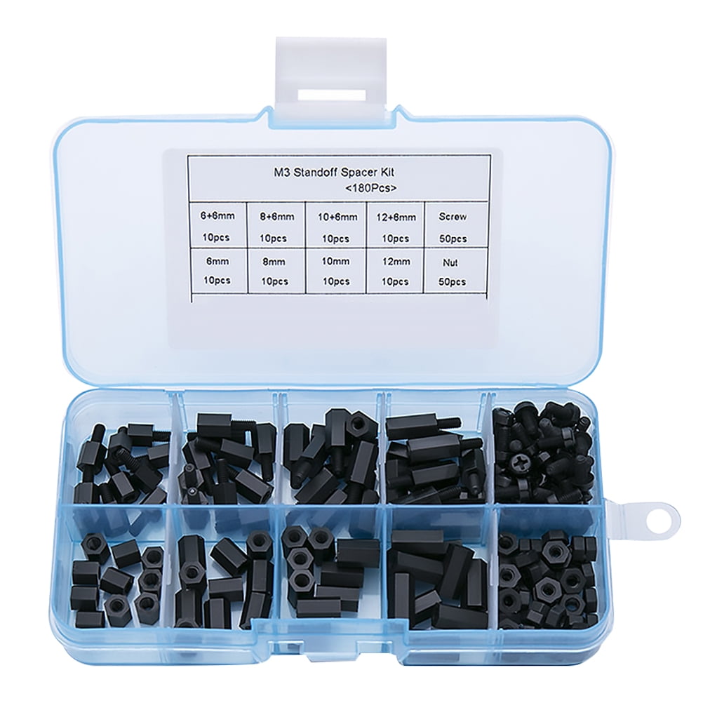 BESTONZON 180Pcs Plastic Hex Spacer Nylon Hex Standoff Thread